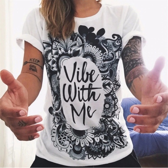 Tops - 💜NEW! “Vibe with me” graphic cotton blend T-shirt